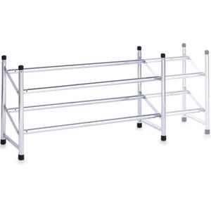 Metalen schoenenkast/schoenenrek uitschuifbaar 2-laags 64-117 cm