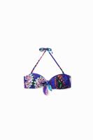 Geknoopte bikinitop met vlinders - BLUE - S