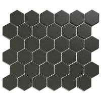 Tegelsample: The Mosaic Factory London hexagon mozaïek tegels 28x33 zwart - thumbnail