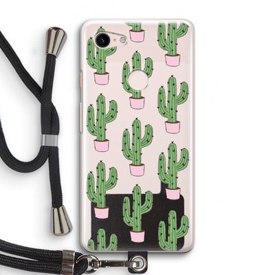 Cactus Lover: Pixel 3 Transparant Hoesje met koord