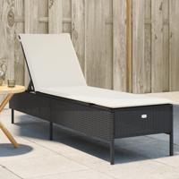 Ligbed met kussen poly rattan zwart Ligbed met kussen poly rattan zwart