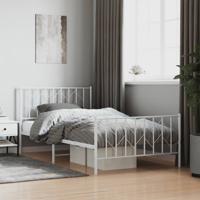 Bedframe met hoofd- en voeteneinde metaal wit 107x203 cm