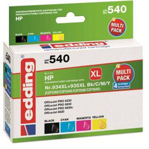 Edding Inktcartridge vervangt HP 934XL, 935XL, X4E14AE, C2P23AE, C2P24AE, C2P25AE, C2P26AE Compatibel Combipack Zwart, Cyaan, Magenta, Geel EDD-540 18-540