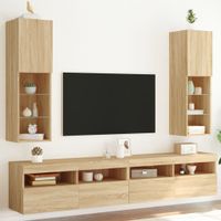 Tv-meubels met LED-verlichting 2 st 30,5x30x102 cm sonoma eiken - thumbnail