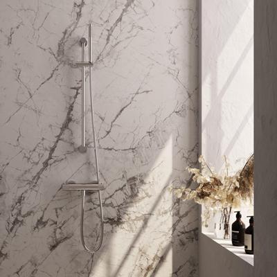 BRAUER Stripe Opbouw Douche Thermostaatkraan - SET 01 - glijstang - staaf handdouche - doucheslang - chroom 5-CE-345