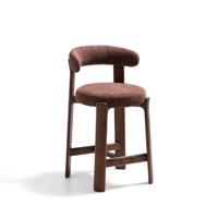 Kave Home Barkruk 'Granite' Chenille en essenhout, kleur Terracotta/Bruin (zithoogte 65cm)