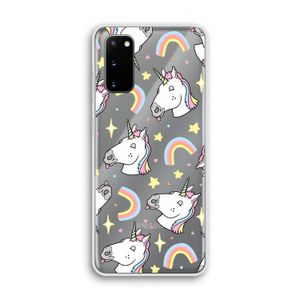Rainbow Unicorn: Samsung Galaxy S20 Transparant Hoesje