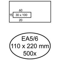 500 Gegomde enveloppen met venster links EA5/6 110 x 220 mm