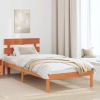 Bedframe met hoofdeinde Bruin 90 x 190 cm Massief grenenhout