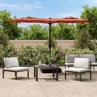 Parasol dubbel dak met LED's 316x240 cm terracottakleurig
