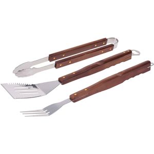 BBQ/barbecue gereedschap set 3-delig RVS - Barbecuegereedschapset