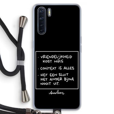 Mijn Motto's: Oppo A91 Transparant Hoesje met koord