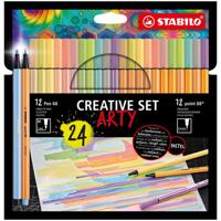 Stabilo creative set - pen 68 & point 88 pastel - arty - combi etui 24 stuks