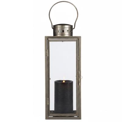 Lantaarn / Windlicht Arzilla / goud - met LED stompkaars / zwart - wax - bewegende vlam