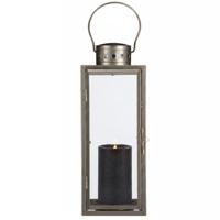 Lantaarn / Windlicht Arzilla / goud - met LED stompkaars / zwart - wax - bewegende vlam