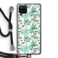 Flamingo bladeren: Samsung Galaxy A12 Transparant Hoesje met koord Flamingo bladeren: Samsung Galaxy A12 Transparant Hoesje met koord