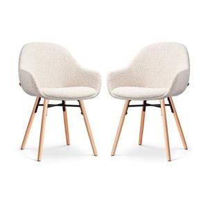 Nolon Nena-Mae Eetkamerstoelen Set van 2 - Bouclé Beige - Houten Poten