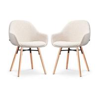 Nolon Nena-Mae Eetkamerstoelen Set van 2 - Bouclé Beige - Houten Poten