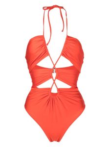 Noire Swimwear maillot de bain à col v profond - Orange