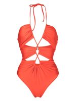 Noire Swimwear maillot de bain à col v profond - Orange