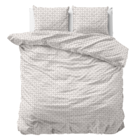 Dekbedovertrek Check It - Eenpersoons (140x200 Cm) - Taupe Microvezel - Natuur - Sleeptime - Dekbed-Discounter.nl