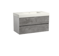 Storke Edge zwevend badmeubel 106 x 52 cm beton donkergrijs met Mata High enkele wastafel in mat witte solid surface