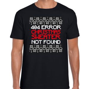 Fout Kerst t-shirt 404 error zwart voor heren