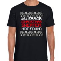 Fout Kerst t-shirt 404 error zwart voor heren - thumbnail