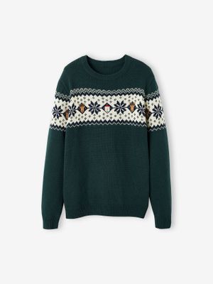 Kersttrui in jacquard voor volwassenen, capsule familiecollectie dennen