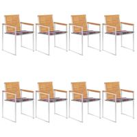 Tuinstoelen 8 st met kussens massief teakhout