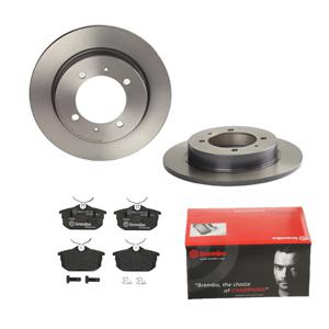 Remmenset, remschijf BREMBO, Remschijftype: Massief, Inbouwplaats: Achteras, u.a. für Mitsubishi, Volvo, Proton