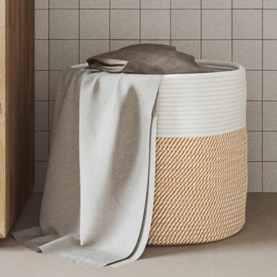 VidaXL Opbergmand ø 40x35 cm katoen bruin en wit