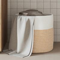 VidaXL Opbergmand ø 40x35 cm katoen bruin en wit VidaXL Opbergmand ø 40x35 cm katoen bruin en wit