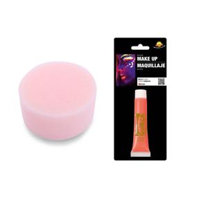 Carnaval schmink neon rood met sponsje - Glow in the Dark - 10 ml - grimeren - kind/volwassenen