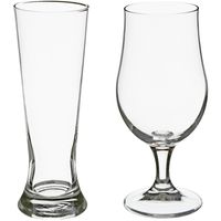 Bierglazen set - pilsglazen fluitje/bierglazen op voet - 8x stuks - glas - thumbnail