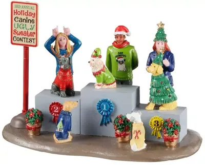 Lemax canine holiday sweater contest kerstdorp tafereel Caddington Village 2021