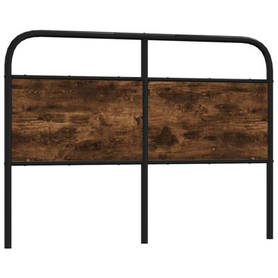 Hoofdbord 140 cm staal en bewerkt hout gerookt eikenkleurig