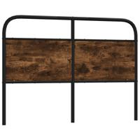 Hoofdbord 140 cm staal en bewerkt hout gerookt eikenkleurig