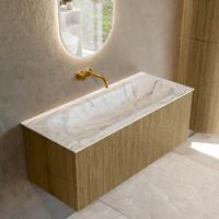 Badmeubel Mondiaz Kurve-Dlux | 110 cm cm | Meubelkleur Dusk | Wastafelkleur Glace | Solid surface | Wasbak midden spoelbak | Zonder kraangat(en)