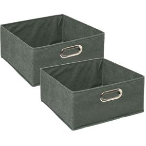 Opbergmand/kastmand - 4x - grijsgroen - linnen - 14 liter - 31 x 31 x 15 cm - Opbergbox - Vakkenkast