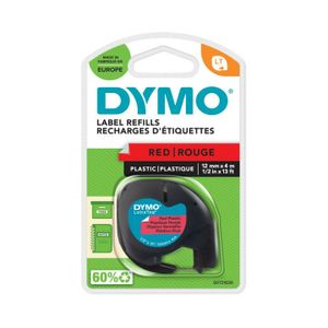 Huismerk DYMO LetraTag 91203/S0721630 Labeltape 12mm Zwart op Rood