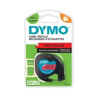 Labeltape Dymo Letratag 91203 plastic 12mm zwart op rood - thumbnail