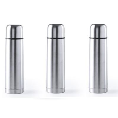 Thermosfles/isoleerkan - 3x - 500 ml - zilver - RVS - schroefdop - 25 cm