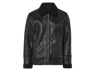 LIVERGY Heren bikerjack met imitatiebont (L, Zwart)
