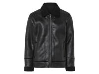 LIVERGY Heren bikerjack met imitatiebont (M, Zwart)