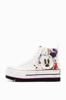 Hoge sneakers met plateauzool en Mickey Mouse - WHITE - 40 Hoge sneakers met plateauzool en Mickey Mouse - WHITE - 40