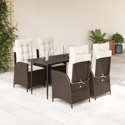 5-delige Tuinset met kussens poly rattan bruin