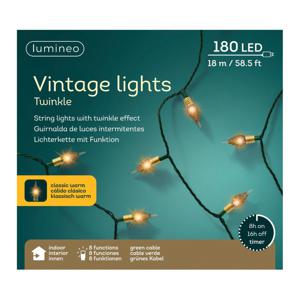 Kerstverlichting - 180 vintage led lampjes- 1790 cm - 8 functies - groen snoer