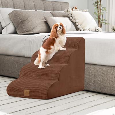Oprijplaat voor Honden van Schuimrubber met Vier Niveaus 51 cm Hoge Opstaptreden voor Slaapbank Brede en Diepe Hondenoprijplaat