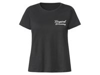 esmara Dames T-shirt, getailleerd gesneden, met print (XS (32/34), Zwart)